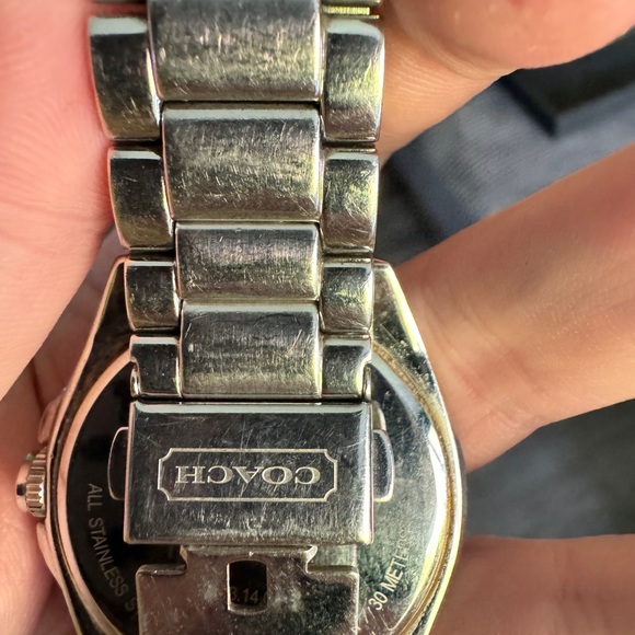 Coach watch, silver, small diamonds around. Beautiful! Needs new battery. - Picture 5 of 6